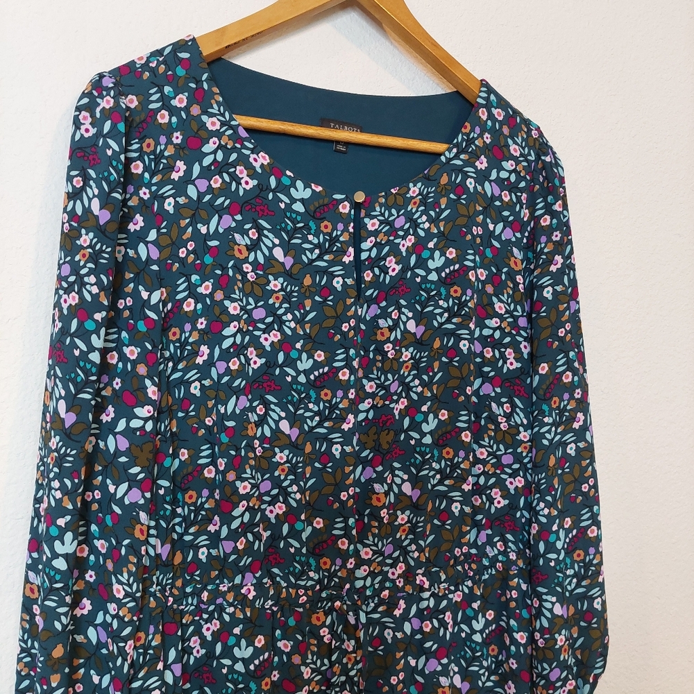Talbots Flowing Flounce Hem Fit & Flare Floral Floral Dress Size‎ 10 - Picture 3 of 9